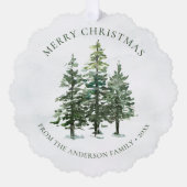 Rustieke Waterverf Pine Trees Christmas Ornament Kaart (Voorkant)