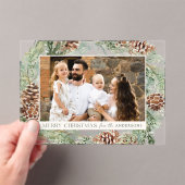 Rustieke Waterverf Pinecone Krans Vakantiefoto Acryl Uitnodigingen (Insitu (Draagbaar))