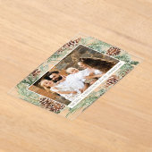 Rustieke Waterverf Pinecone Krans Vakantiefoto Acryl Uitnodigingen (Laagn)