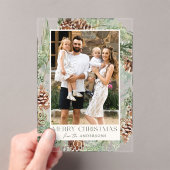 Rustieke Waterverf Pinecone Krans Vakantiefoto Acryl Uitnodigingen (Insitu (Draagbaar))