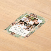 Rustieke Waterverf Pinecone Photo Collage Vakantie Acryl Uitnodigingen (Laagn)