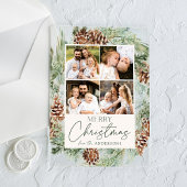 Rustieke Waterverf Pinecone Photo Collage Vakantie Acryl Uitnodigingen