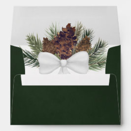 Rustieke Waterverf Pinecones Elegante Groene Bruil Envelop