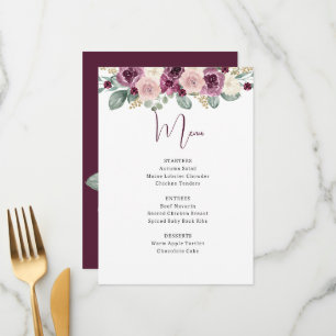 Rustieke Waterverf Plum Sage Gold Floral Menu