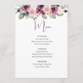Rustieke Waterverf Plum Sage Gold Floral Menu (Voorkant)