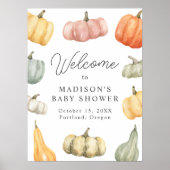 Rustieke Waterverf Pompoen Baby shower Welkom Poster (Voorkant)