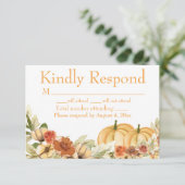 Rustieke Waterverf Pompoen Bruiloft RSVP Kaart (Staand voorkant)