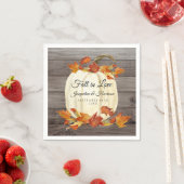 Rustieke Waterverf Pompoen Fall Leaves Wood Dark Servet (Insitu)