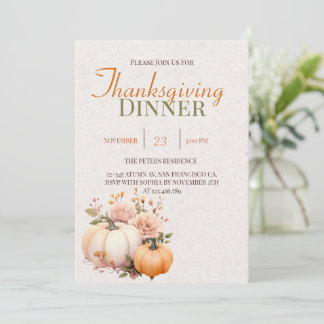 Rustieke Waterverf Pompoen Thanksgiving Invitation Kaart