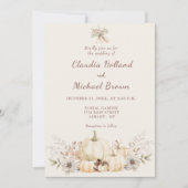 Rustieke Waterverf Pompoenen Elegante Fall Wedding Kaart (Voorkant)