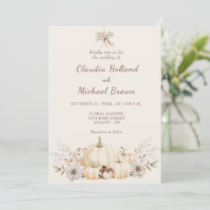 Rustieke Waterverf Pompoenen Elegante Fall Wedding Kaart