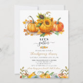 Rustieke Waterverf Pompoenen Thanksgiving Diner Kaart (Voorkant)