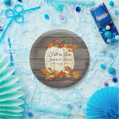 Rustieke Waterverf pompoenval laat donker hout ach Papieren Bordje (Feest)