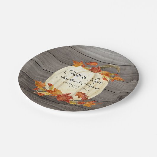 Rustieke Waterverf pompoenval laat donker hout ach Papieren Bordje (Gekanteld)