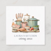 Rustieke Waterverf potten pannen eten keukengerei Vierkante Visitekaartje (Voorkant)