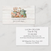 Rustieke Waterverf potten pannen eten keukengerei  Visitekaartje (Voorkant / Achterkant)