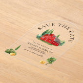 Rustieke Waterverf Red Barn Wedding Save the Date Acryl Uitnodigingen (Laagn)