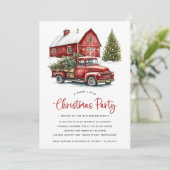 Rustieke Waterverf Rode Vrachtwagen Kerstfeest Kaart (Staand voorkant)