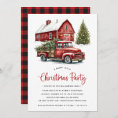 Rustieke Waterverf Rode Vrachtwagen Kerstfeest Kaart (Voorkant / Achterkant)