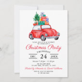 Rustieke Waterverf Rode Vrachtwagen Kerstfeest Kaart (Voorkant)