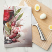 Rustieke Waterverf rode wijnglas 80e verjaardag Theedoek (Quarter Fold)