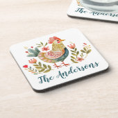 Rustieke Waterverf Rooster Keuken Decor Bier Onderzetter (Linkerzijde)