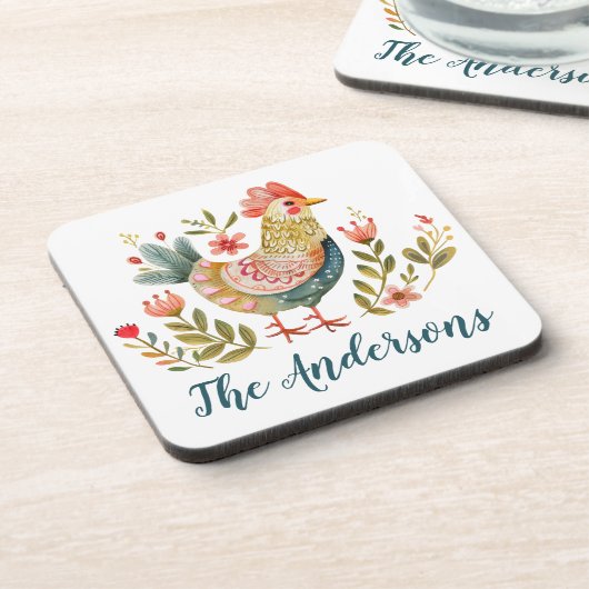 Rustieke Waterverf Rooster Keuken Decor Bier Onderzetter (Linkerzijde)