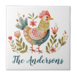 Rustieke Waterverf Rooster Keuken Decor Tegeltje<br><div class="desc">Een waterverf volkskunst haan thema keuken tegel. Zo schattig als een accent op je keuken. Ontworpen voor u door Blackberry Boulevard.</div>