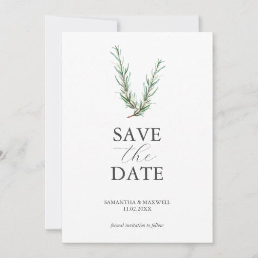 Rustieke Waterverf Rosemary Save The Date (Voorkant)