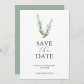Rustieke Waterverf Rosemary Save The Date (Voorkant / Achterkant)