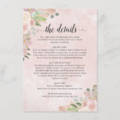 Rustieke Waterverf Roze Bloemen bruiloft Details Informatiekaartje (Voorkant)