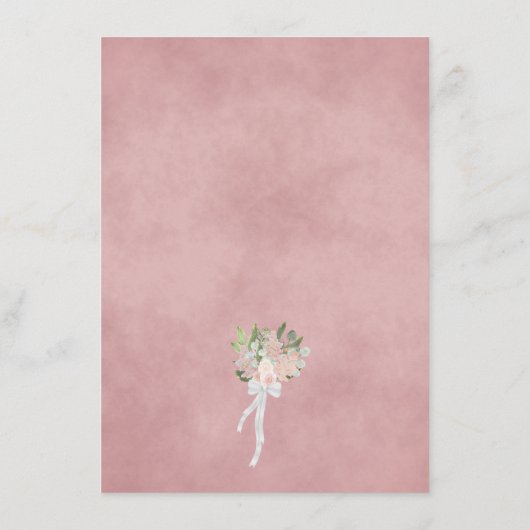 Rustieke Waterverf Roze Bloemen bruiloft Details Informatiekaartje (Achterkant)