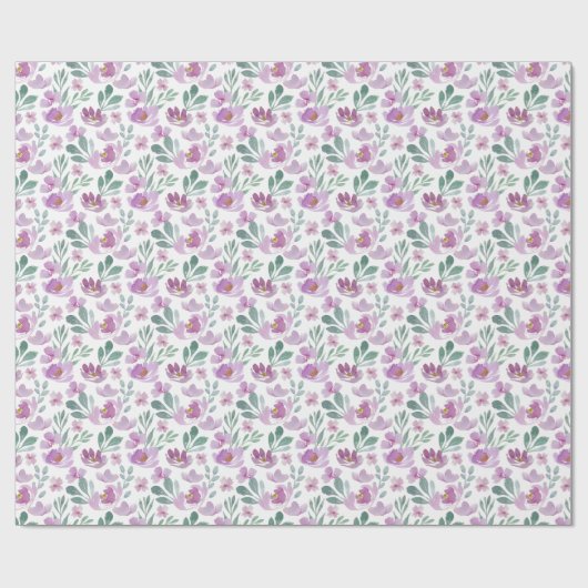 Rustieke Waterverf Roze Bloempatroon Cadeaupapier (Vlak)