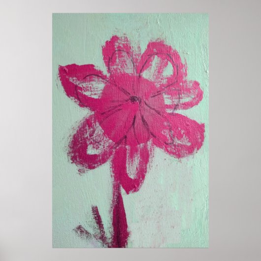 Rustieke Waterverf Roze Daisy Poster (Voorkant)