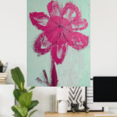 Rustieke Waterverf Roze Daisy Poster (Thuiskantoor)