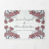 Rustieke Waterverf Roze Flora Alles In Een Bruilof Drieluik Uitnodiging (Cover)