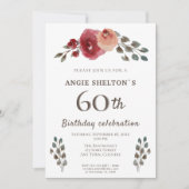 Rustieke Waterverf Rozen Bloemen 60ste Verjaardags Kaart (Voorkant)