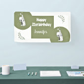 Rustieke Waterverf Sage Green Happy 21e verjaardag Spandoek
