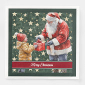 Rustieke Waterverf Santa Claus Dinner servetten (Voorkant)