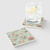 Rustieke waterverf schilderen  keuken Blauw Stenen Onderzetter (Zijkant)