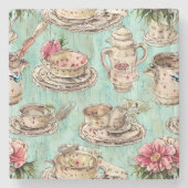 Rustieke waterverf schilderen  keuken Blauw Stenen Onderzetter (Voorkant)