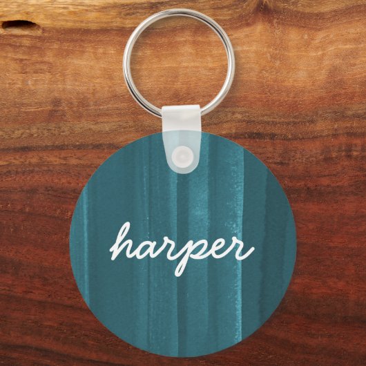 Rustieke Waterverf Script Naam PersonalizedKeychai Sleutelhanger (Voorkant)