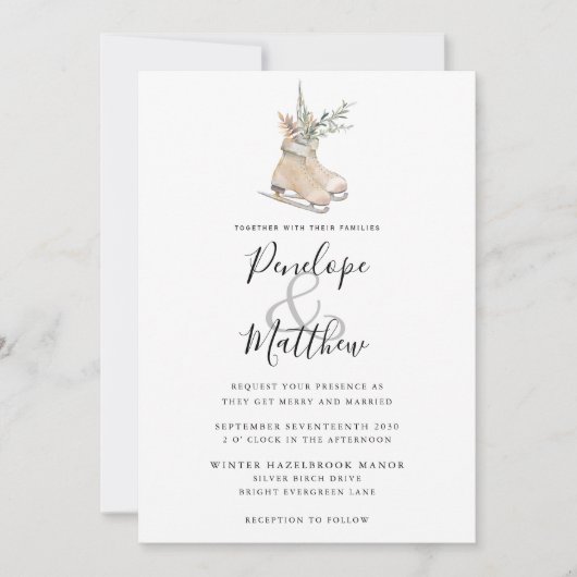 Rustieke Waterverf Seizoensgebonden Bloemenschaats Kaart (Voorkant)