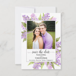 Rustieke Waterverf Sering & Foto Eenvoudige Trouwd Save The Date