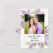 Rustieke Waterverf Sering & Foto Eenvoudige Trouwd Save The Date (Voorkant / Achterkant)