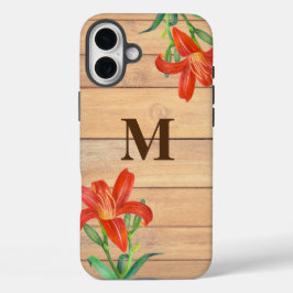 Rustieke Waterverf Sinaasappel Lily Botanische Kun iPhone 16 Plus Hoesje