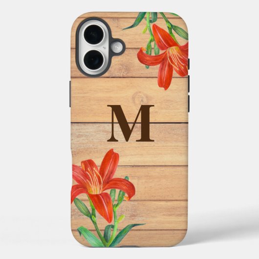 Rustieke Waterverf Sinaasappel Lily Botanische Kun Case-Mate iPhone Case (Achterkant)