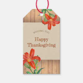 Rustieke Waterverf Sinaasappel Lily Floral Art Cadeaulabel