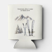 Rustieke Waterverf Ski Sneeuwboom Bergwinter Blikjeskoeler (Achterkant)