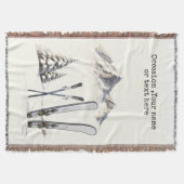 Rustieke Waterverf Ski Sneeuwboom Bergwinter Deken (Voorkant)